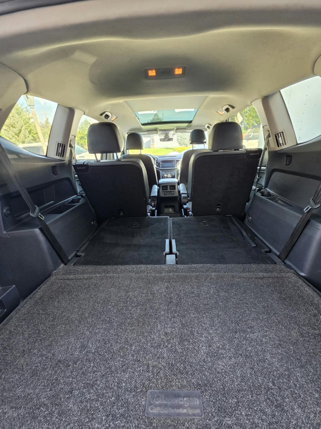 Volkswagen Atlas cargo carpet after pet hair removal and interior restoration